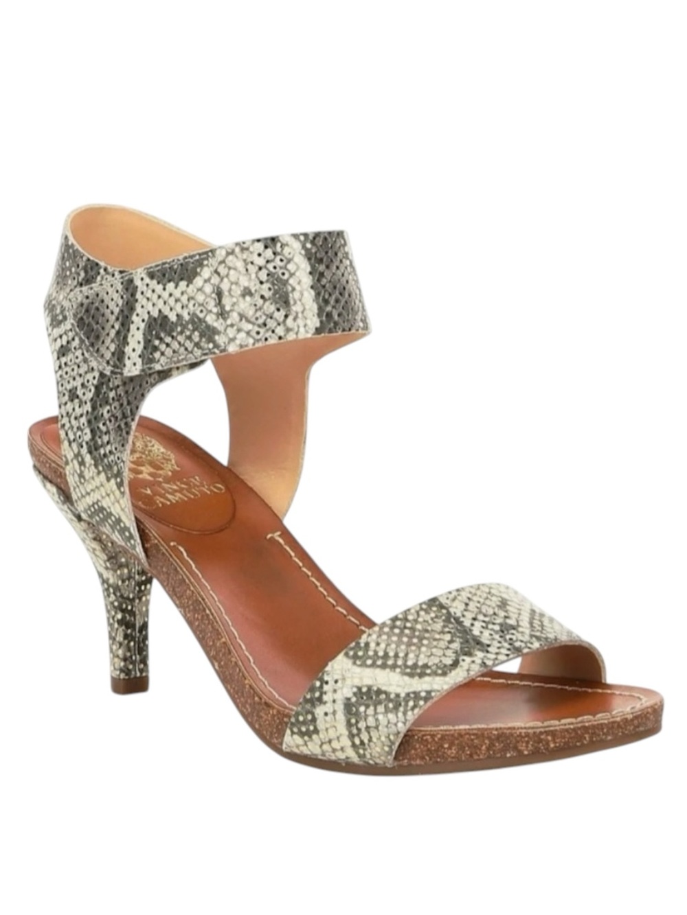 Vince Camuto Olinsa Natural Leather Gold Metallic Snakeskin Sandal Size 8.5